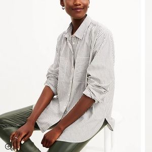 NWT Loft Striped Pocket Tunic Button Down Shirt